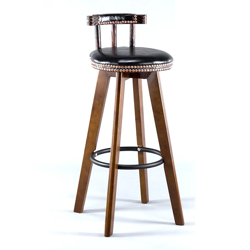 American bar chair solid wood retro swivel front home high stool | Bar Chairs