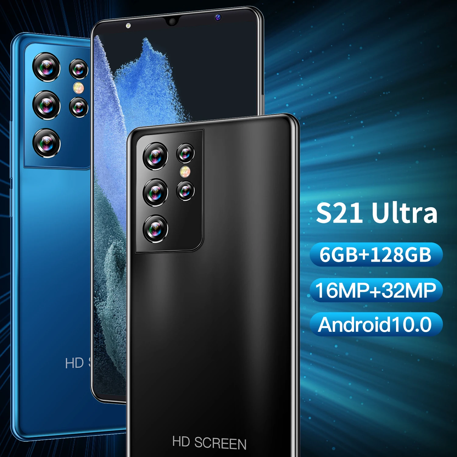 

S21 Ultra 5G Sansumg Galay Smartphone Snapdragon888 Android10 Fingerprint ID 4G LTE Deca Core Mobile Phone Dual SIM Cellphone