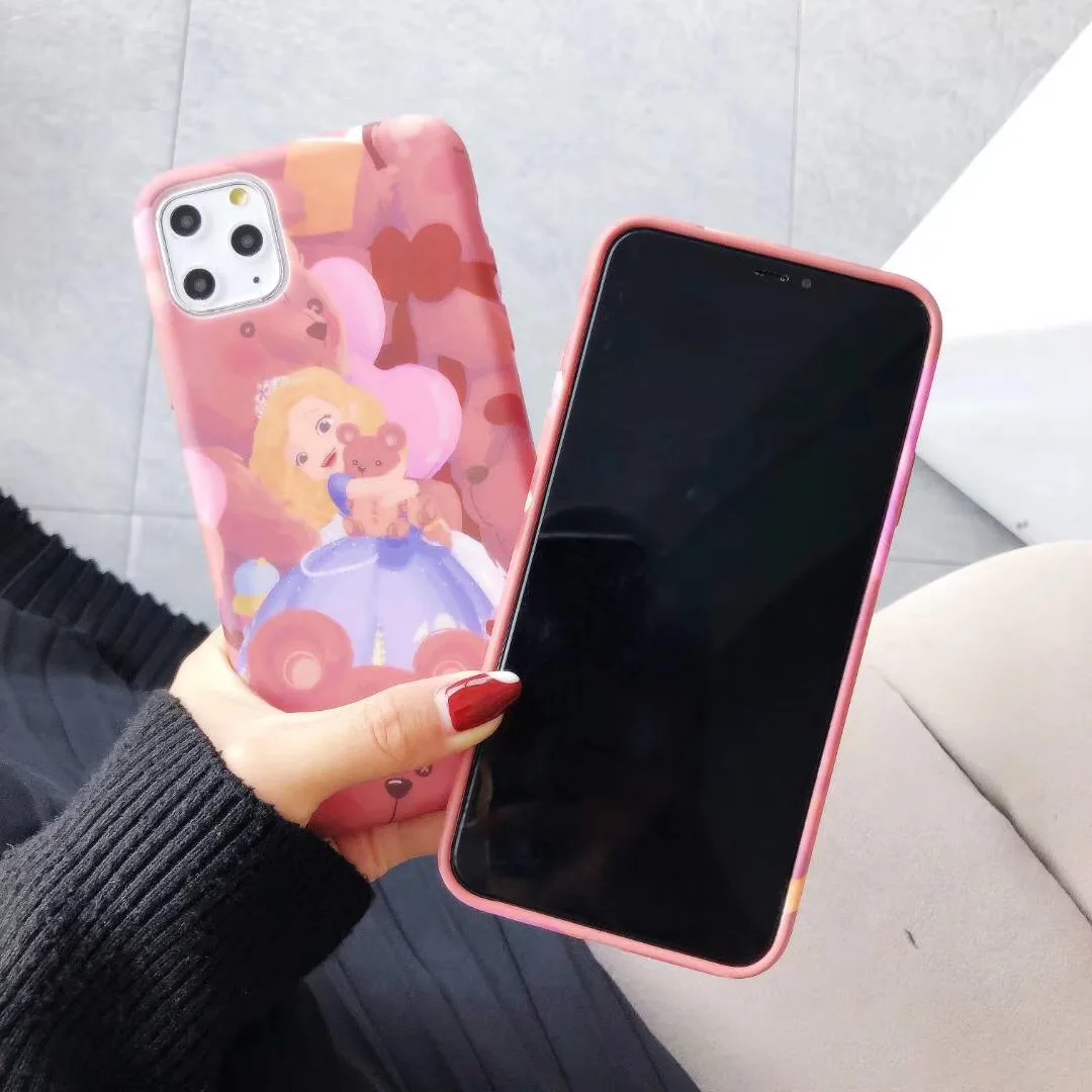 Luxury Brand Princess girl Bear Phone Case For Apple iPhone 7 8 6 S Plus 11 Pro X XS Max XR Thick soft tpu Cover Fundas |