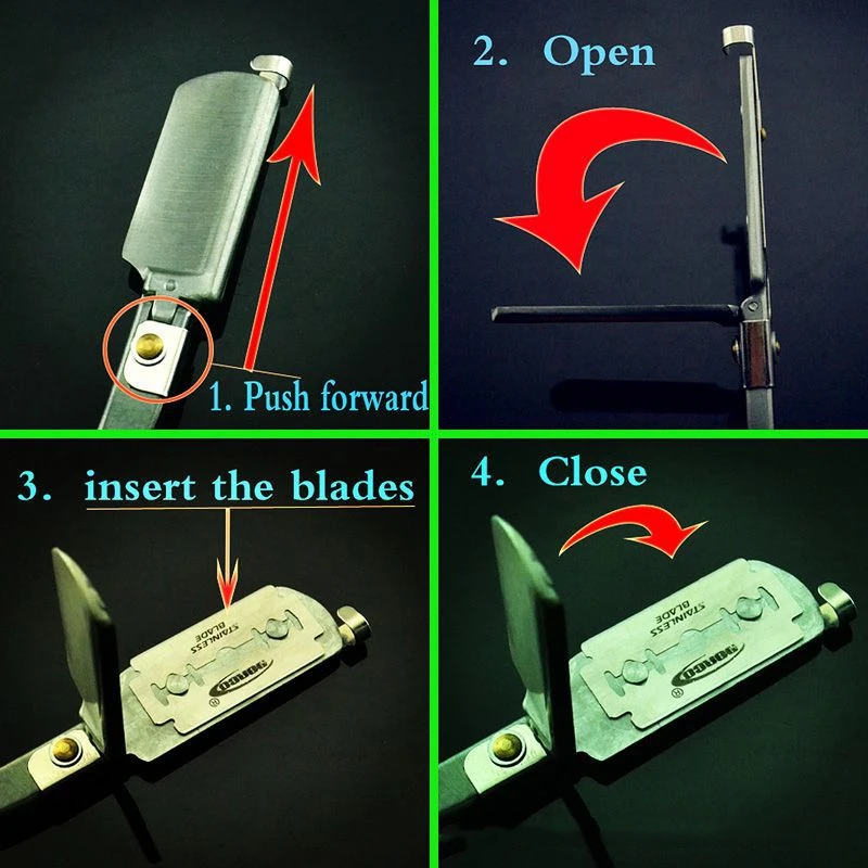 

Straight Edge Razor Safety Stainless Steel Folding Shaving Blades Hair Cutting Blade Eyebrow Beard Shaver Shaving Tool G0106