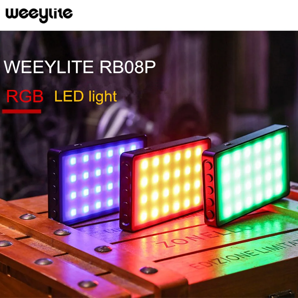 

Weeylite RB08 RB08P RGB 2500K-8500K Mini Video LED Light Fill Light Built-in Battery for Phone Camera Shooting Studio