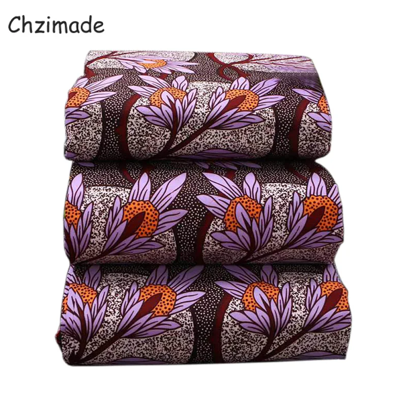 Chzimade 1 ярд Африканский полиэстер Анкары настоящий воск цветок печать ткань