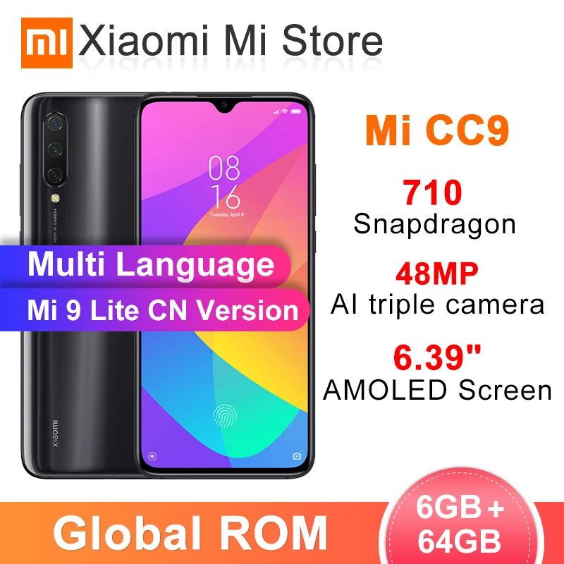Xiaomi Mi CC9 смартфон с 5 дюймовым дисплеем процессором Snapdragon 710 ОЗУ 6 ГБ ПЗУ 64 48 Мп + 32