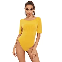 2021 summer sexy skinny stretch bottoming shirt one piece suits women o neck 21 sleeve knitting ladies casual bodysuit
