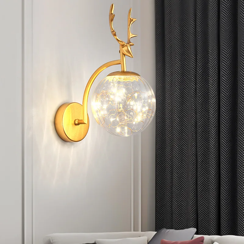

Wall Lamp LED Creative European Antlers Style Bedroom Bedside Living Room Hall Aisle Stairs Wall Light Lamps Home Decoration