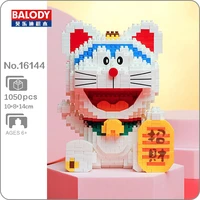 balody 16144 anime doraemon lucky fortune cat robot animal pet model mini diamond blocks bricks building toy for children no box