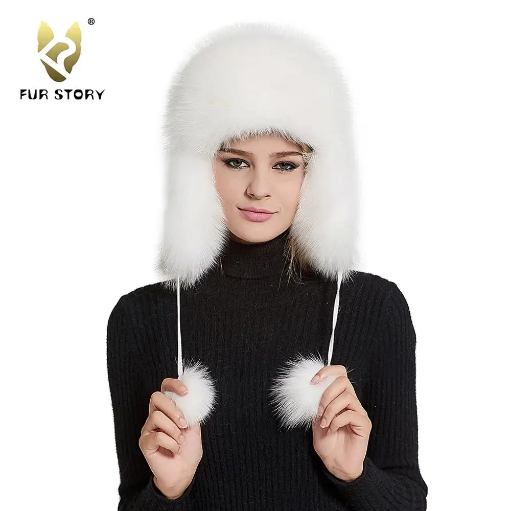 Мех история зима Для женщин лиса шляпа Шапки ушанки для Кепки tapper снег Защитные