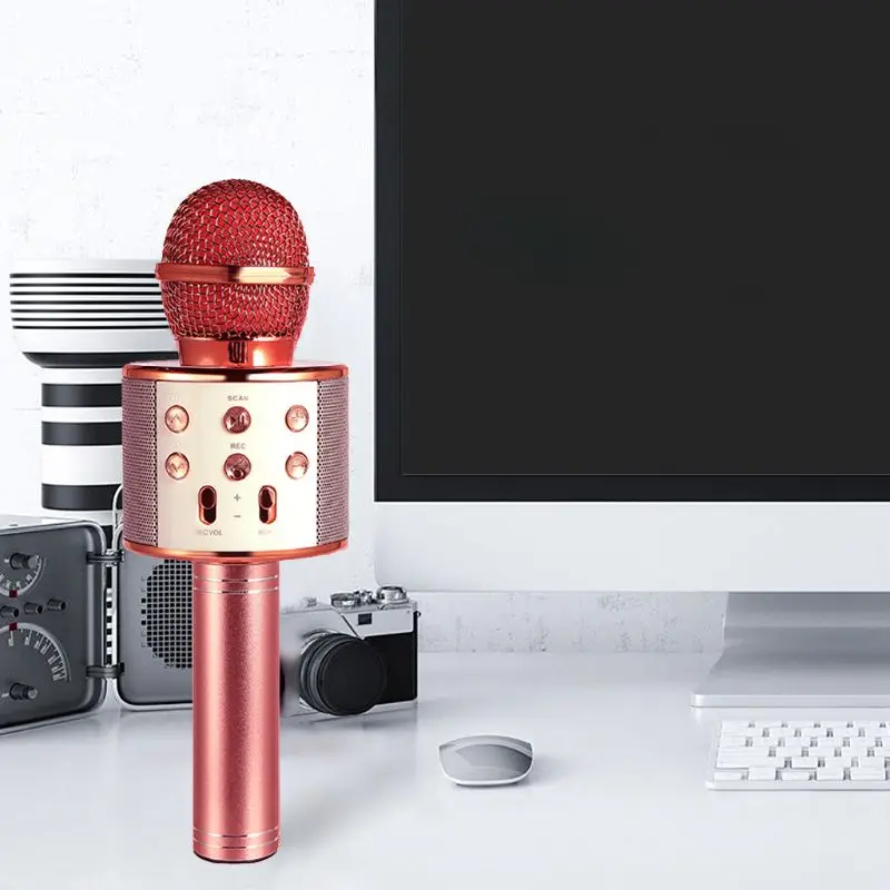 

WS-858 Wireless Bluetooth Karaoke Condenser Microphone Speaker Player KTV Music