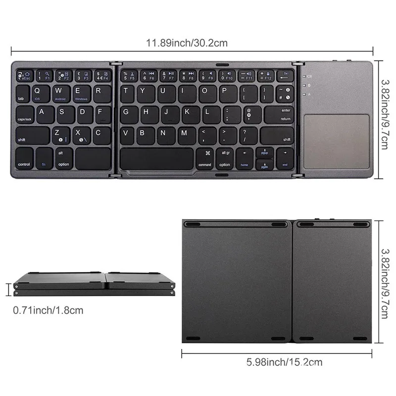 

Bluetooth беспроводная мини-клавиатура портативная складная с сенсорной панелью для компьютера ПК ноутбука Android планшета iPad MacBook ноутбука