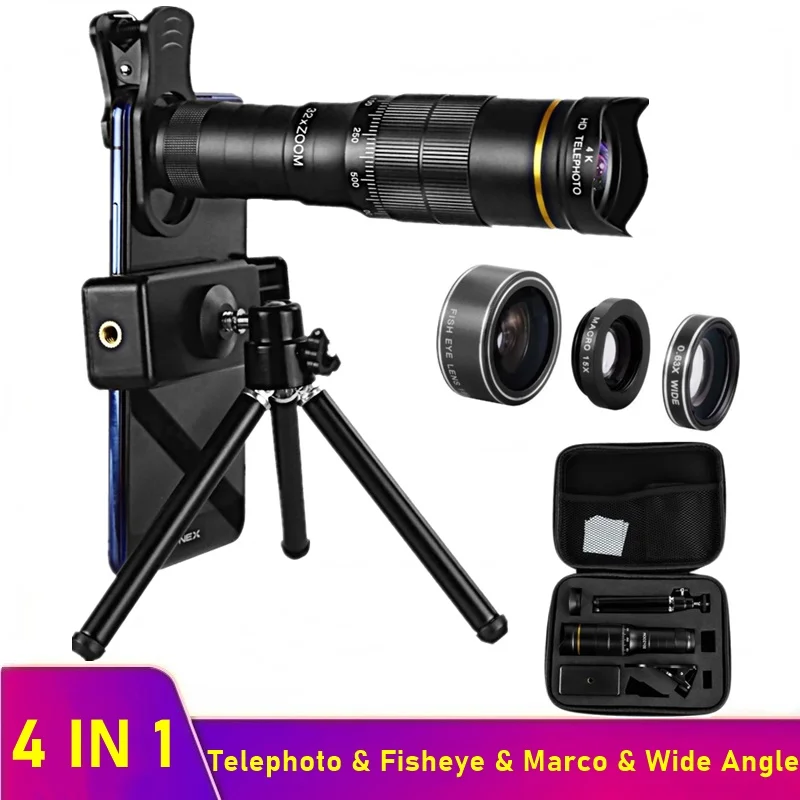 Телеобъектив Tongdaytech 32X 22X для камеры телефона 4 в 1 телескоп с увеличением