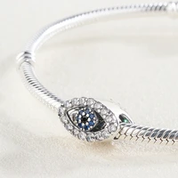 925 sterling silver european blue cz zircon lucky evil eye beads pendant charm bracelet diy jewelry making for original pandora