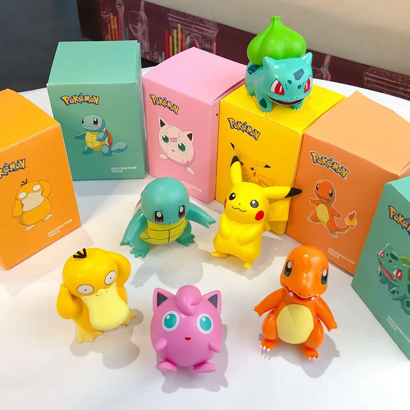 Покемон чармандер Cleffa Пикачу Бульбазавр Сквиртл Psyduck Pocket Monster тыкать модель фигурку Одна деталь игрушки для
