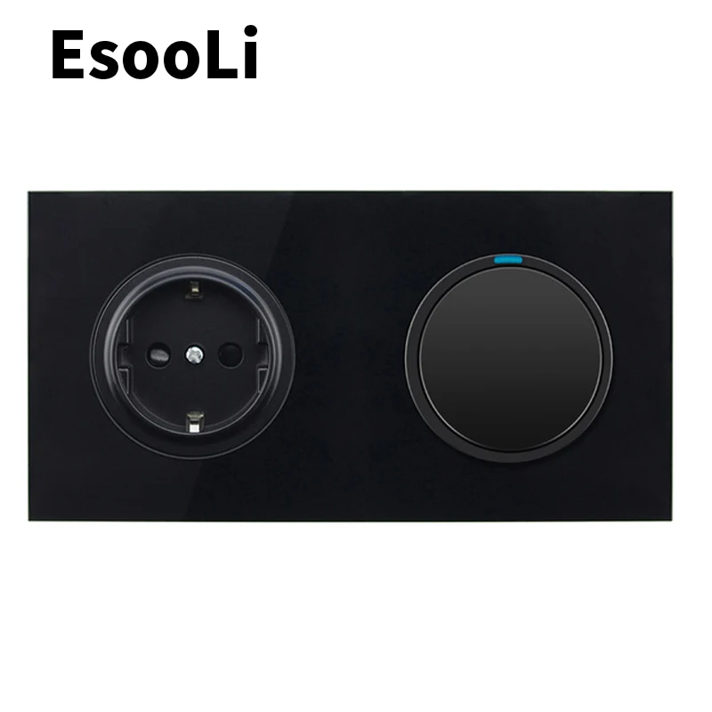 Розетка настенная EsooLi 16 А 1/2 путей с прозрачной стеклянной панелью|Выключатели| |