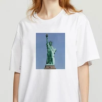 women t shirt oversized the statue of liberty print cartoon cute top clothing ulzzang kawaii harajuku korean tshirt streetwear