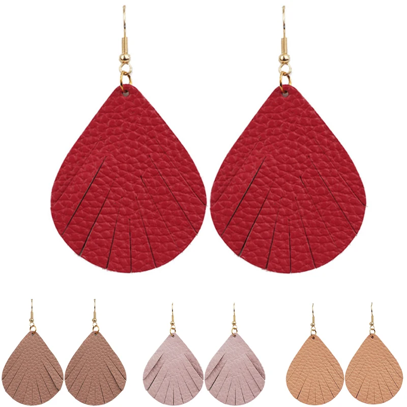 Cpop розовые серьги капли из натуральной кожи для женщин модные кожаные ювелирные