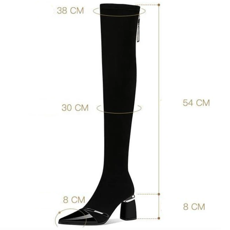 Сапоги выше колена женские 2021 г. Осенне-зимние новые Стрейчевые сапоги с острым