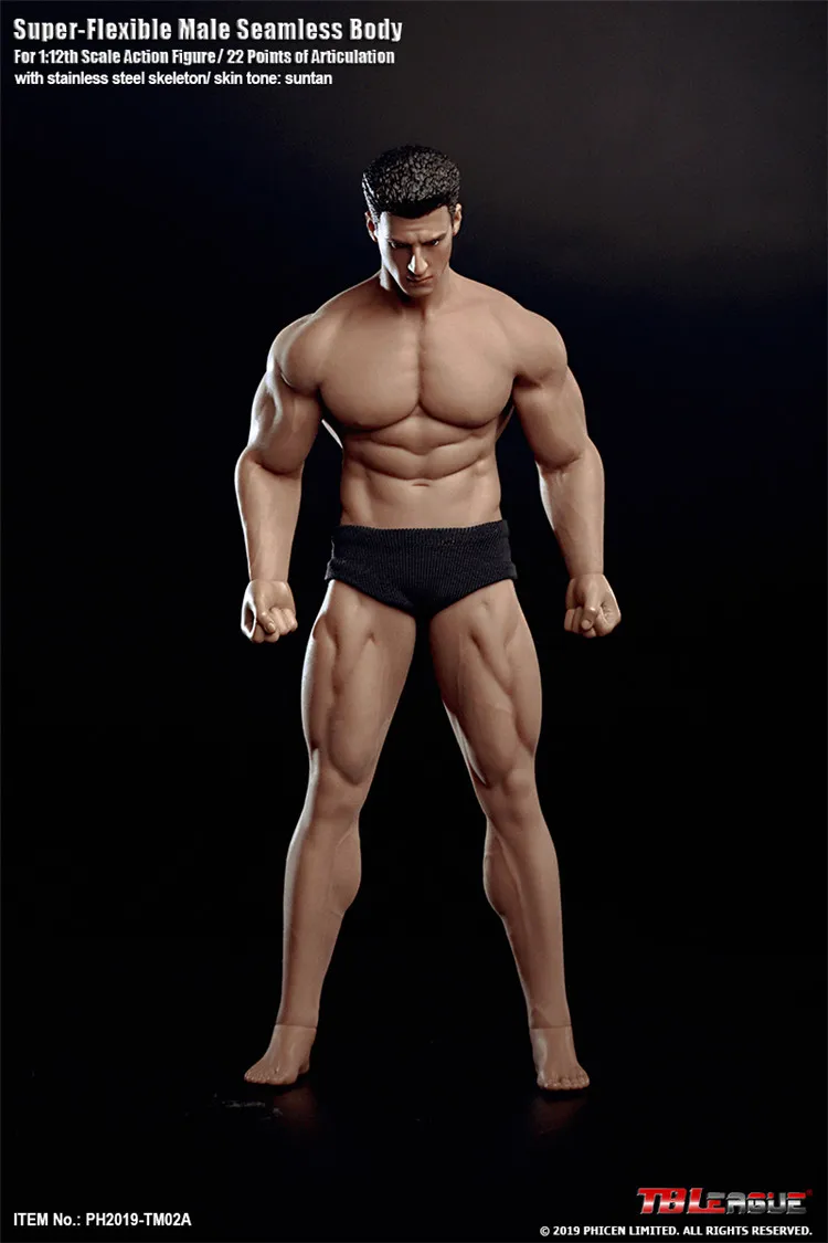 TBLeague 1/12 Super-Flexible Male Seamless Body Action Figure with Head Sculpt TM01A /TM02A Fitness Suntan Skin Soldier Figures | Игрушки и