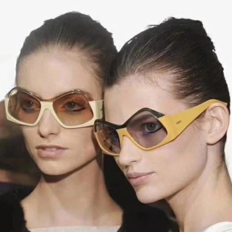 

Veshion Polygon Sunglasses Women Brand Designer Sun Glasses for Female Oversized Woman Eyewear Large Driving Ladies Glasses Blue