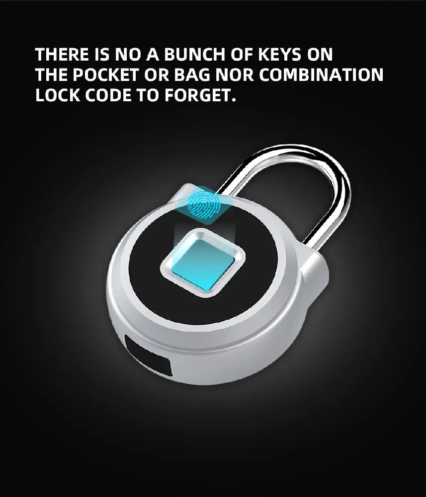 Padlock Door Luggage Case Lock Mini Smart Keyless Fingerprint Waterproof Inteligente Anti-Theft Security | Безопасность и защита