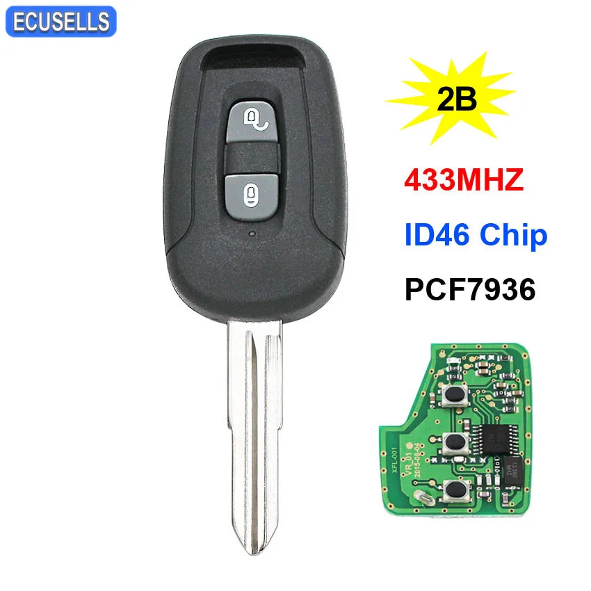 Ключ дистанционного управления с 2 кнопками смарт ключ для автомобиля чип ID46 PCF7936