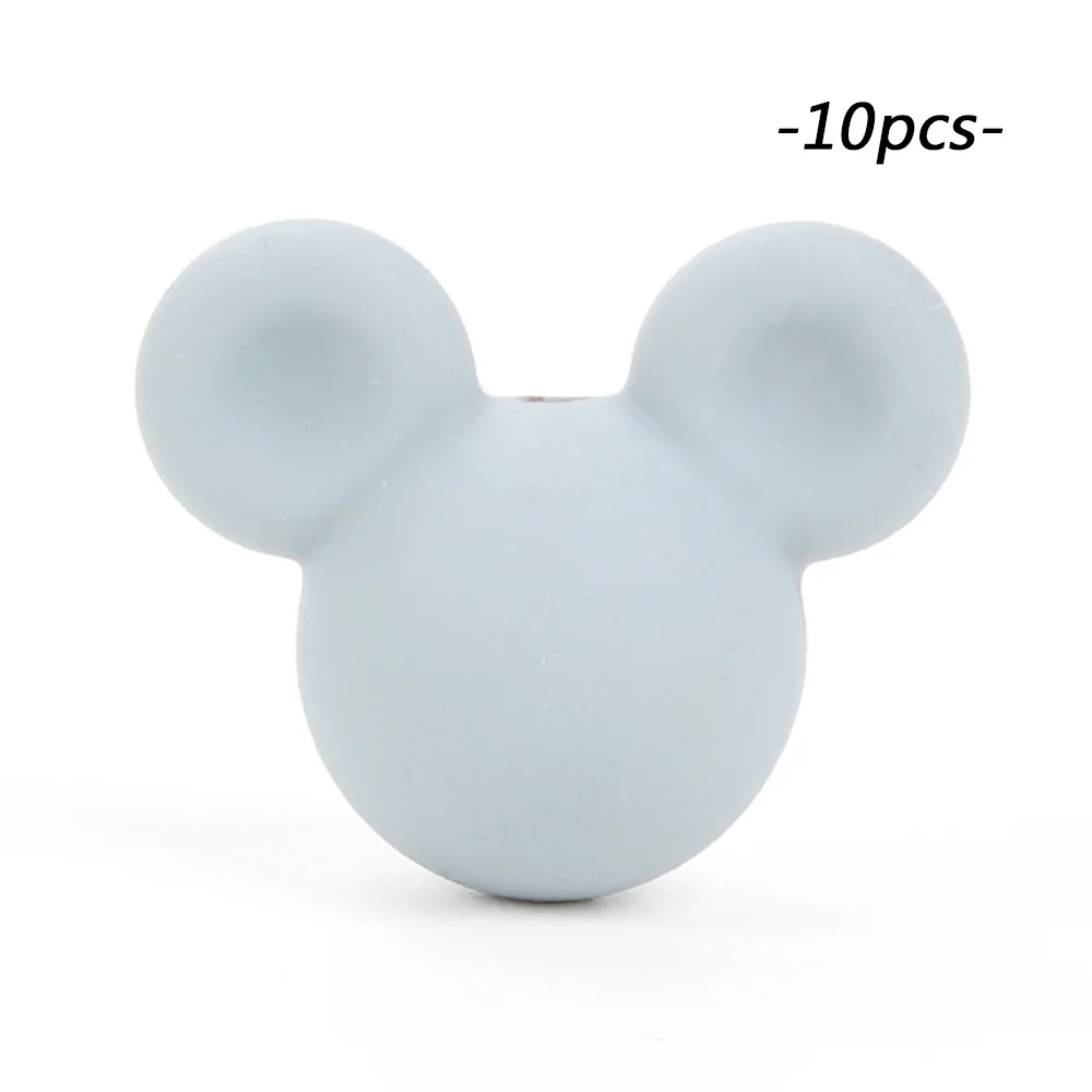 light grey LOFCA силиконовые бусины Микки 10 шт Детские бусины для прорезывания зубов жевательные продукты пищевого силикона BPA бесплатно Соска-подвеска для изготовления ожерелья - Цвет: light grey