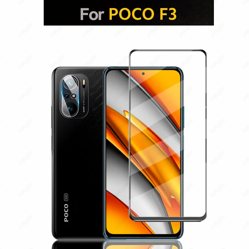 9D Protective Glass Poco X3 m3 F2 Pro NFC F3 M3 F1 Screen Protectors for Xiaomi Redmi Note 10 9 Pro Note10 9s 10s 5G Camera Film