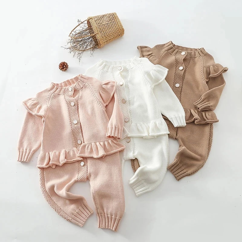 

Spring Autumn New Baby Clothes Knitting Romper Jumpsuit Infant Girls Outfits Korean Newborn Overalls DT666