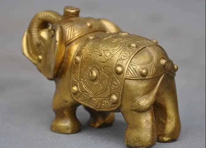 

3" China Chinese Feng Shui brass copper auspicious lucky animal Elephant statue