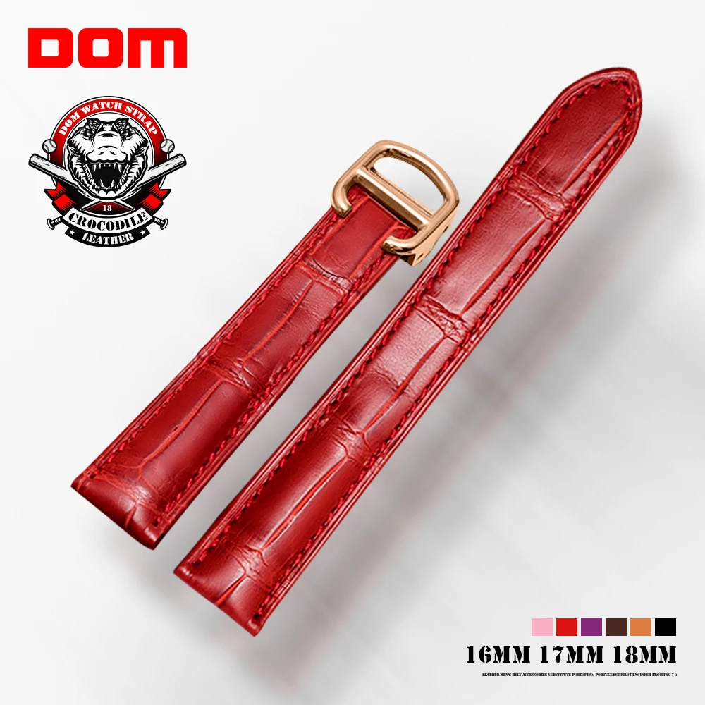 Ремешок DOM из натуральной кожи крокодила для женских часов браслет аллигатора