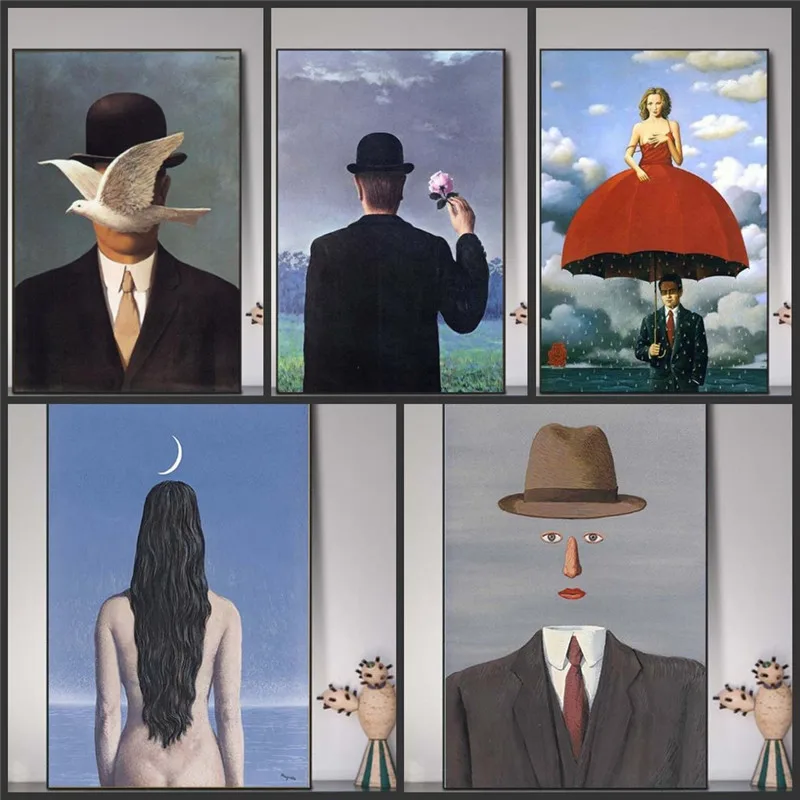 

Rene Magritte Canvas Painting Surrealism Classic Artwork Reproduction Posters and Print Wall Art Picture for Living Room Cuadros