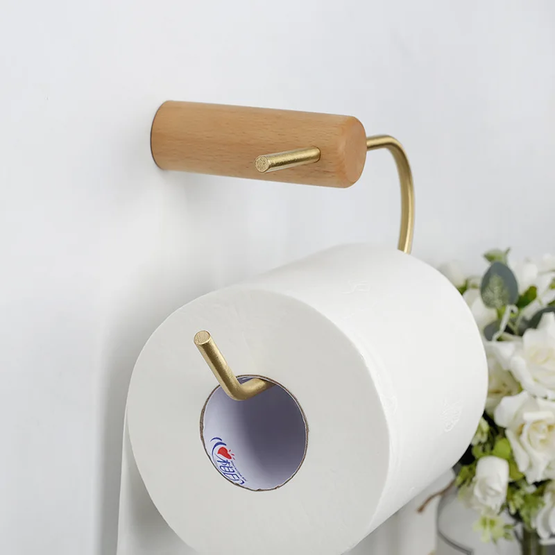 bathroom toilet paper holder wall mount tissue roll hanger bathroom accessories wall paper porta papel higienico wood copper free global shipping