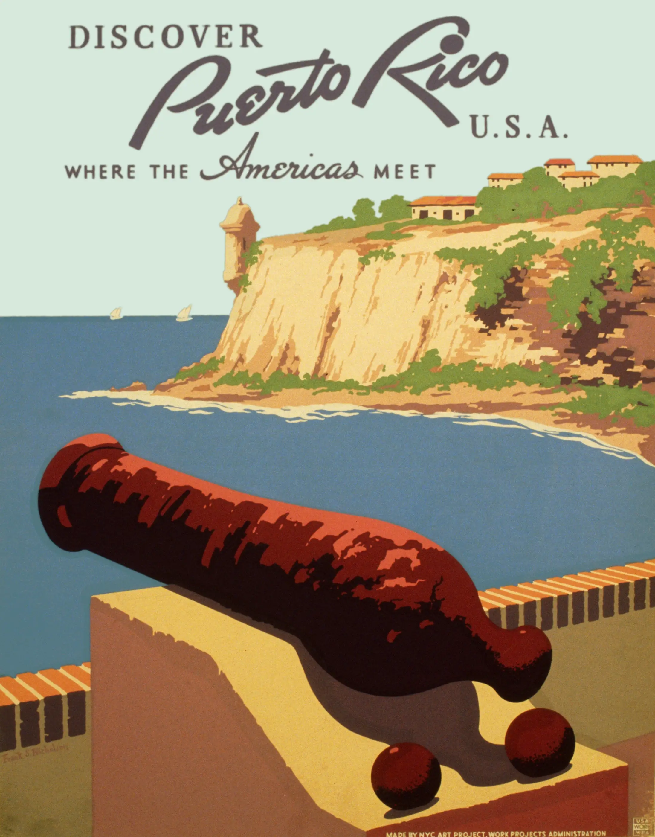 

400X300MM fanciful-poster-de-puerto-rico-and-brilliant-ideas-of-discover-u-s-a-wpa-poster-ca-1938 jumbo fridge magnet SFM-0307