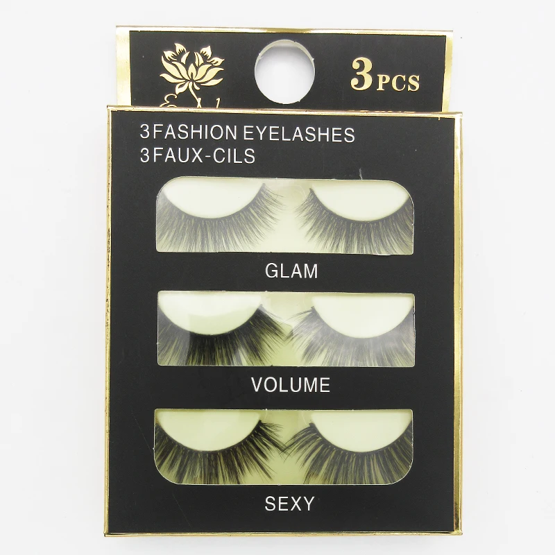 

3 Pairs Mink Lashes Long False Eyelashes Natural Fake Lashes Makeup Volume Eyelash Extension Handmade Beauty faux cils