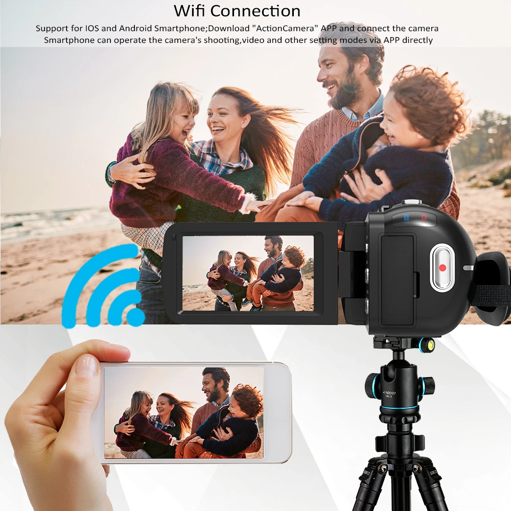 Andoer 4K Ultra HD 3," ЖК-экран WiFi цифровая видеокамера DV рекордер 16X зум IR ночного видения Видеокамера