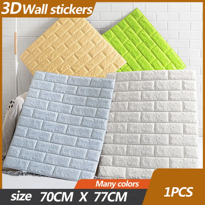 

70x77cm DIY 3D Wall Stickers papel de parede 3d Foam Brick Room 3d panel self adhes Wall Decor Living Wall Sticker For Kids Room