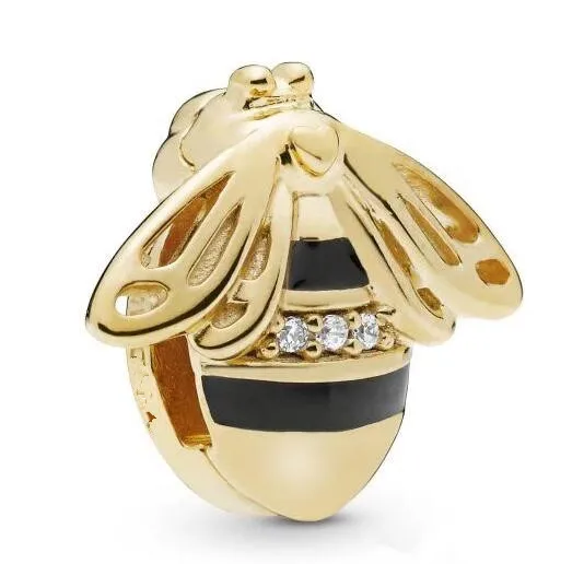 

Genuine 925 Sterling Silver Bead Charm Gold Shine Reflexions Queen Bee Clip Beads Fit fashion Bracelet & Bangle Diy Jewelry