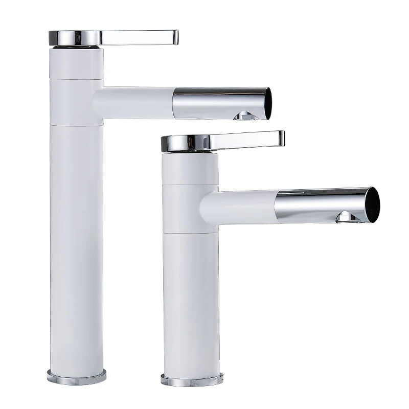 

Белый смеситель для раковины с поворотом на 360 градусов, кухонный смеситель с одним отверстием, вращающийся смеситель для ванной, смеситель ...