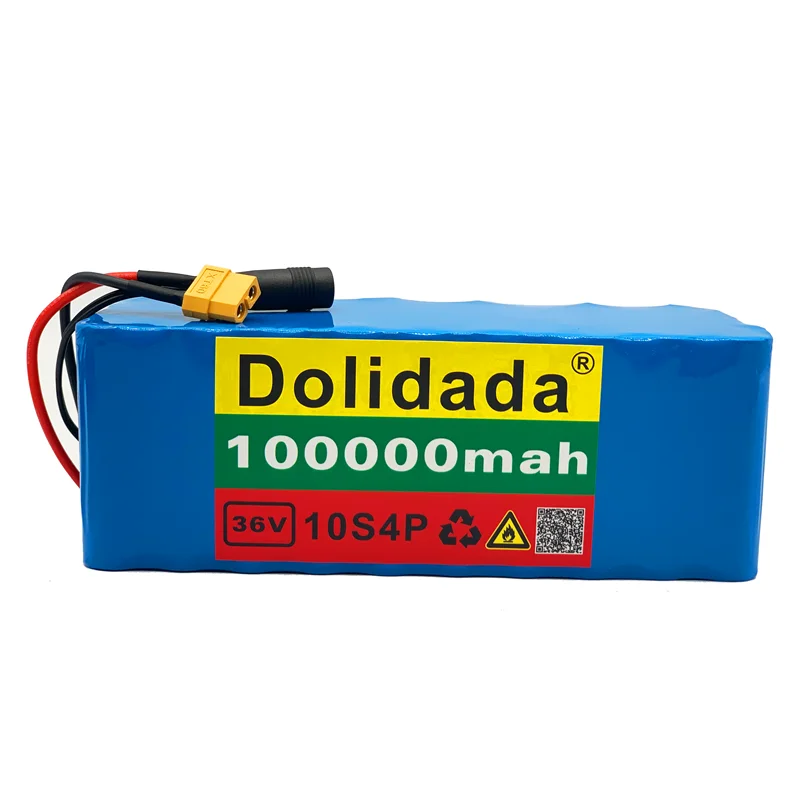 

New 2021 36V 10S4P XT60connector battery pack 1000W high power battery 42V 100000mAh Ebike electric bike BMS+42V2A Charger