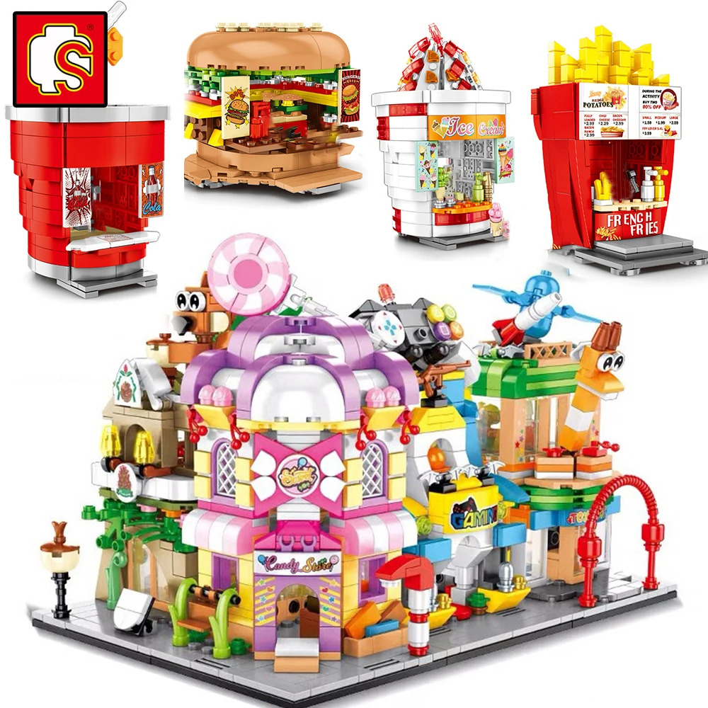 Блоки Sembo архитектура кофе мини уличные Кофейни набор магазина Дом строительный