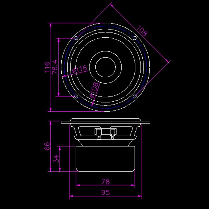 4-дюймовый полночастотный 4Ohm Hifi высокочастотный 3-полосный сбалансированный
