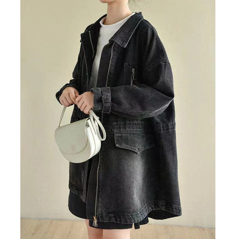 

Max LuLu New Korean 2021 Autumn Streetwear Ladies Blue Denim Loose Trench Coats Women Zippers Short Windbreakers Loose Clothing