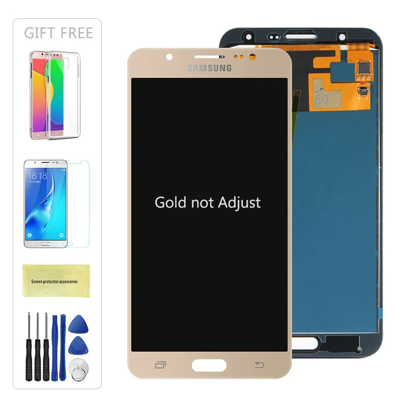 Gold not Adjust J7 дисплей для samsung Galaxy J7 J700 ЖК-дисплей+ сенсорный экран дигитайзер в сборе для samsung J700 J700F J700M lcd - Цвет: Gold not Adjust