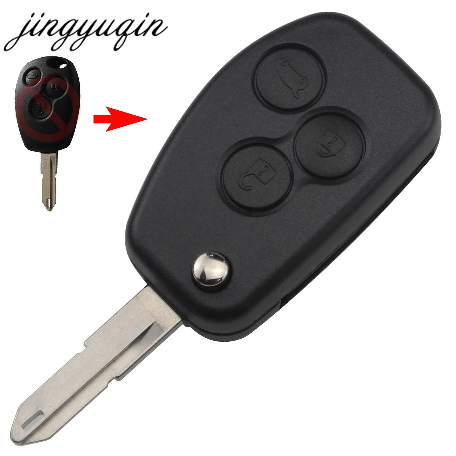 3 Кнопки Jingyuqin дистанционный флип-ключ оболочки чехол 2/3 BTN для Renault Duster Logan Fluence Clio Vivaro Master traffix Kangoo Megane laguna - Количество кнопок: 3 Кнопки