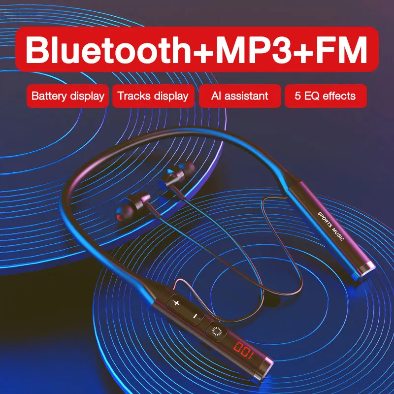 EARDECO 5 EQ Effects Wireless Headphones Heavy Bass Bluetooth Neckband Earphones Stereo Hifi Headset with Mic TF FM | Электроника