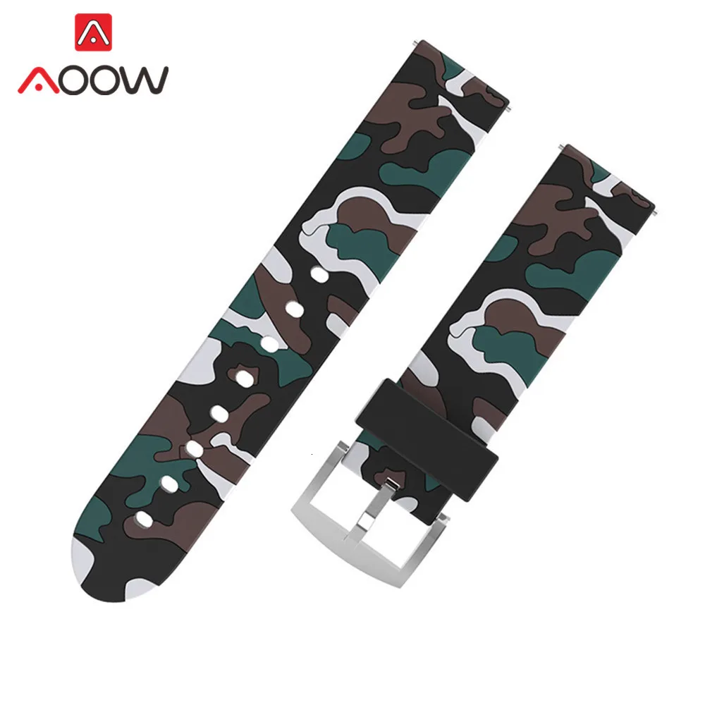 20mm 22mm High Quality Silicone Watchband for Samsung Galaxy Active 42mm 46mm Soft Camouflage Strap Bracelet Band for Gear S2 S3