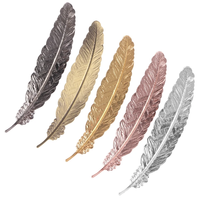 A5KA Creative Retro Feather Shaped Metal Bookmark Page Marker For Books Office School | Канцтовары для офиса и дома
