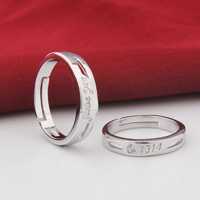 Парное кольцо из серебра 1314 пробы для жизни корейское модное простое