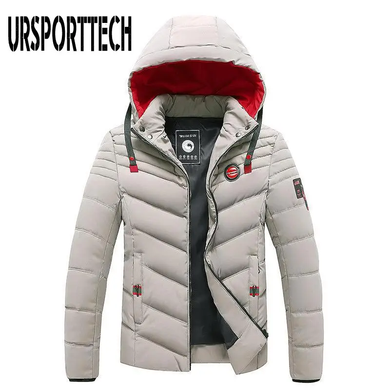 URSPORTTECH Winter Jacket Men Outdoor Hooded Thicken Mens Winter Male Jacket Windbreaker Coat Oversize Men Down Jackets Overcoat