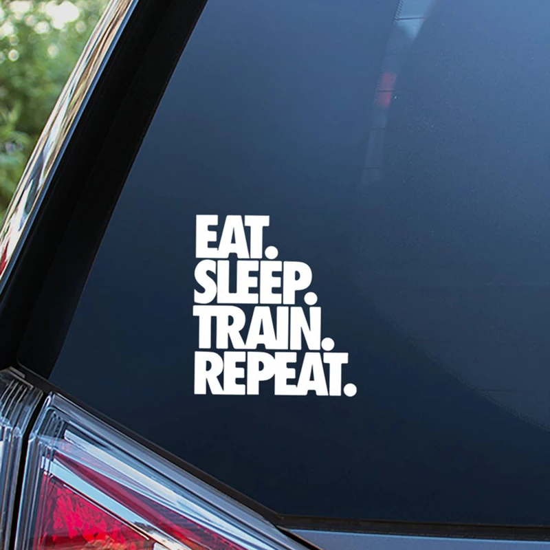 Черная/серебряная наклейка с надписью Eat Sleep Train декоративная на заднее стекло