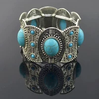 boho vintage turquoises braceletsbanglesfor women round beads hand pendant bright bead woman charm bracelet fashion jewelry